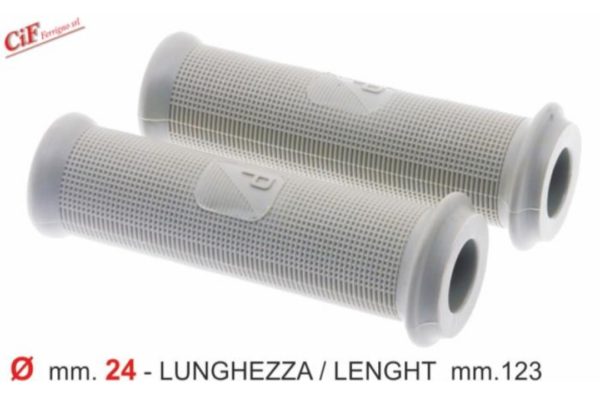 Coppia Manopole Vespa 50R+L+Vma+Vna+Vnb Grigie (Foro Diam. 24Mm)